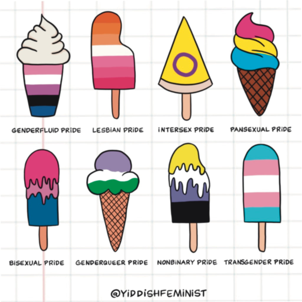 Queer Flags Ice-Creams - Printed Art by Yiddish Feminist