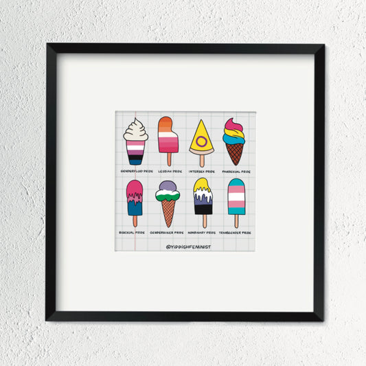 Queer Flags Ice-Creams - Printed Art by Yiddish Feminist